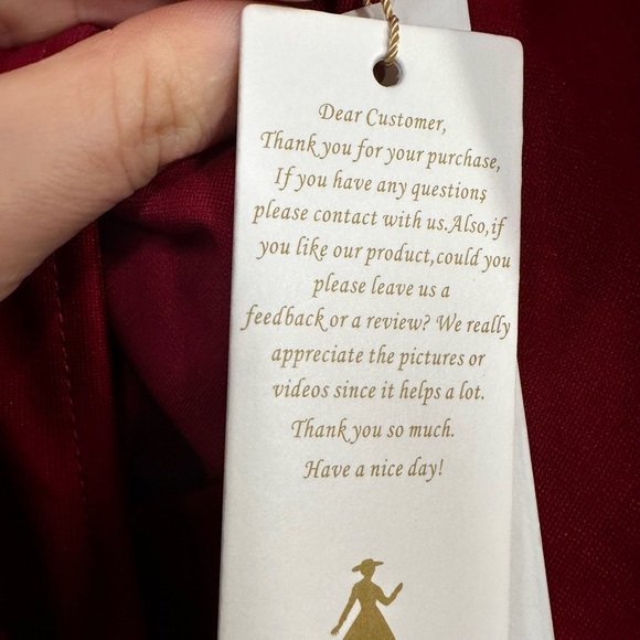 Belle Poque Elegant Long-Sleeve Red Dress - Picture 7 of 12